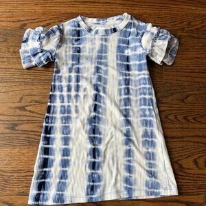 Epic Threads Blue and White Tie Dye Ribbed Spandex Blend Girl's Dress - 3T